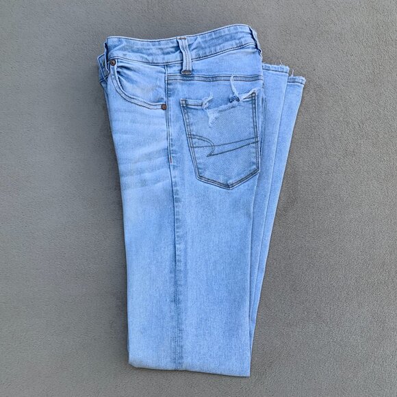 American Eagle Next Level Stretch Button Fly Super Hi-Rise Flare Jeans Sz2 - Picture 5 of 15